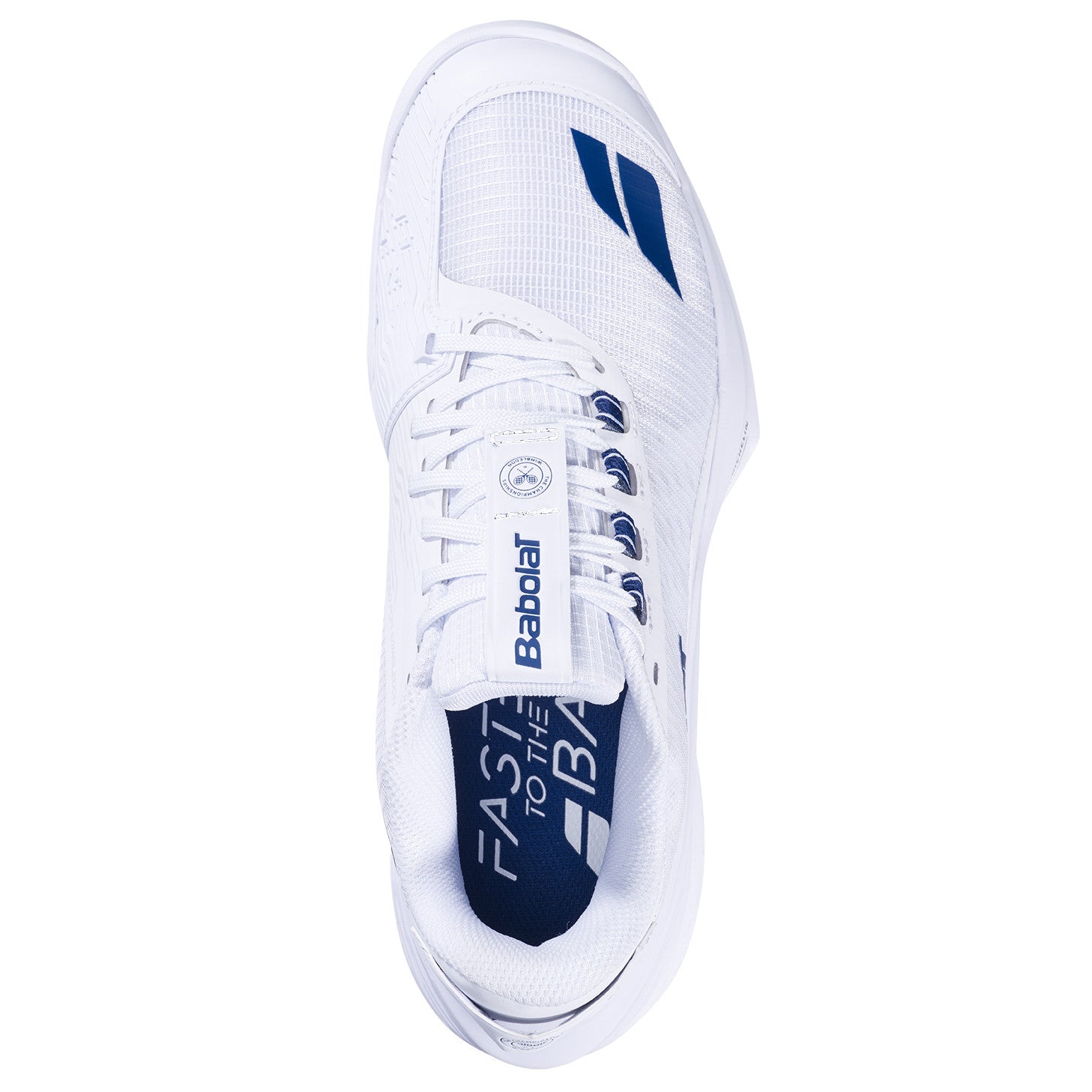 Babolat Jet Tere 2 All Court Wimbledon Men's Tennis Shoe - White / Blue Navy - top view