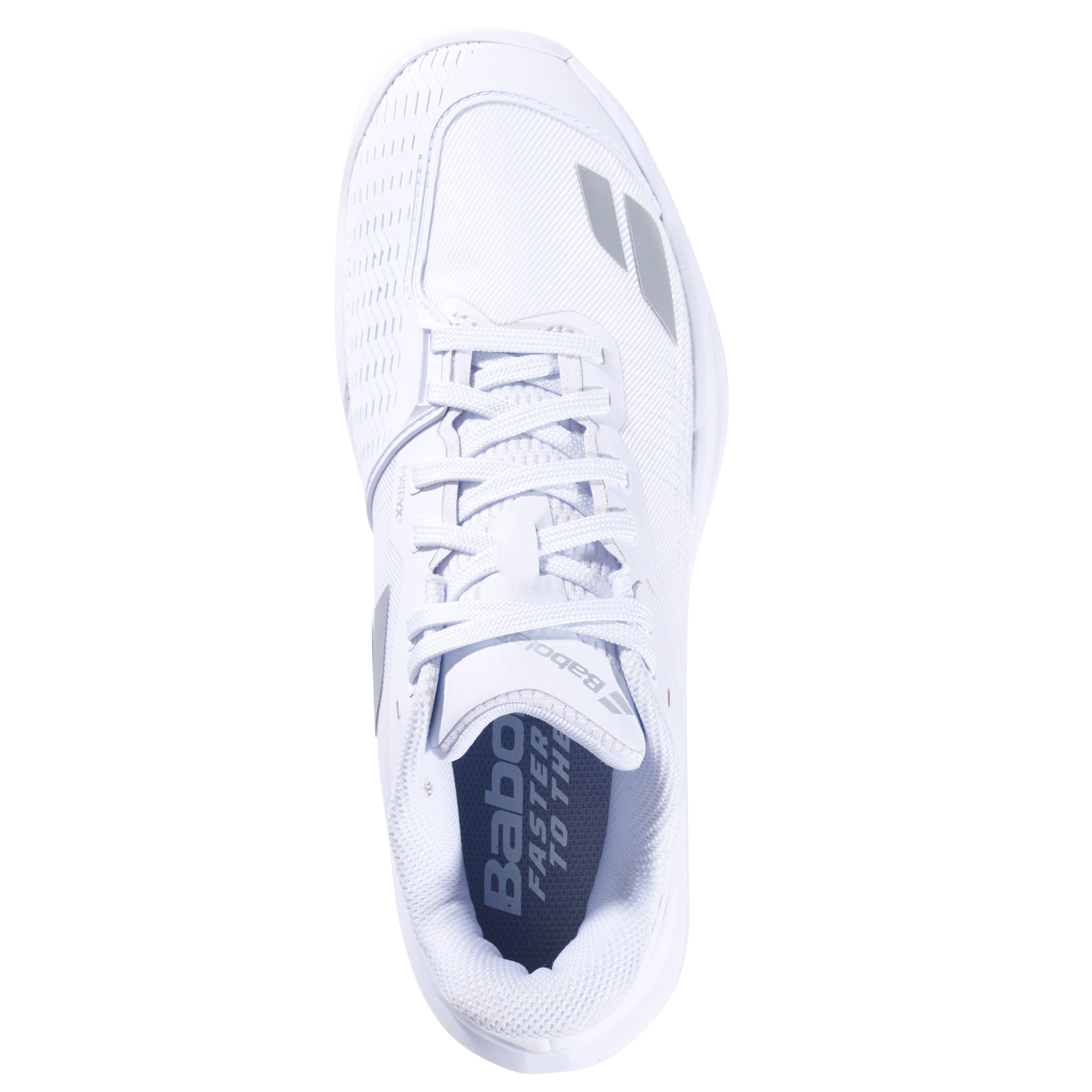 Babolat Jet Mach 4 All Court Women's Shoe 2026 - White/Silver - top view