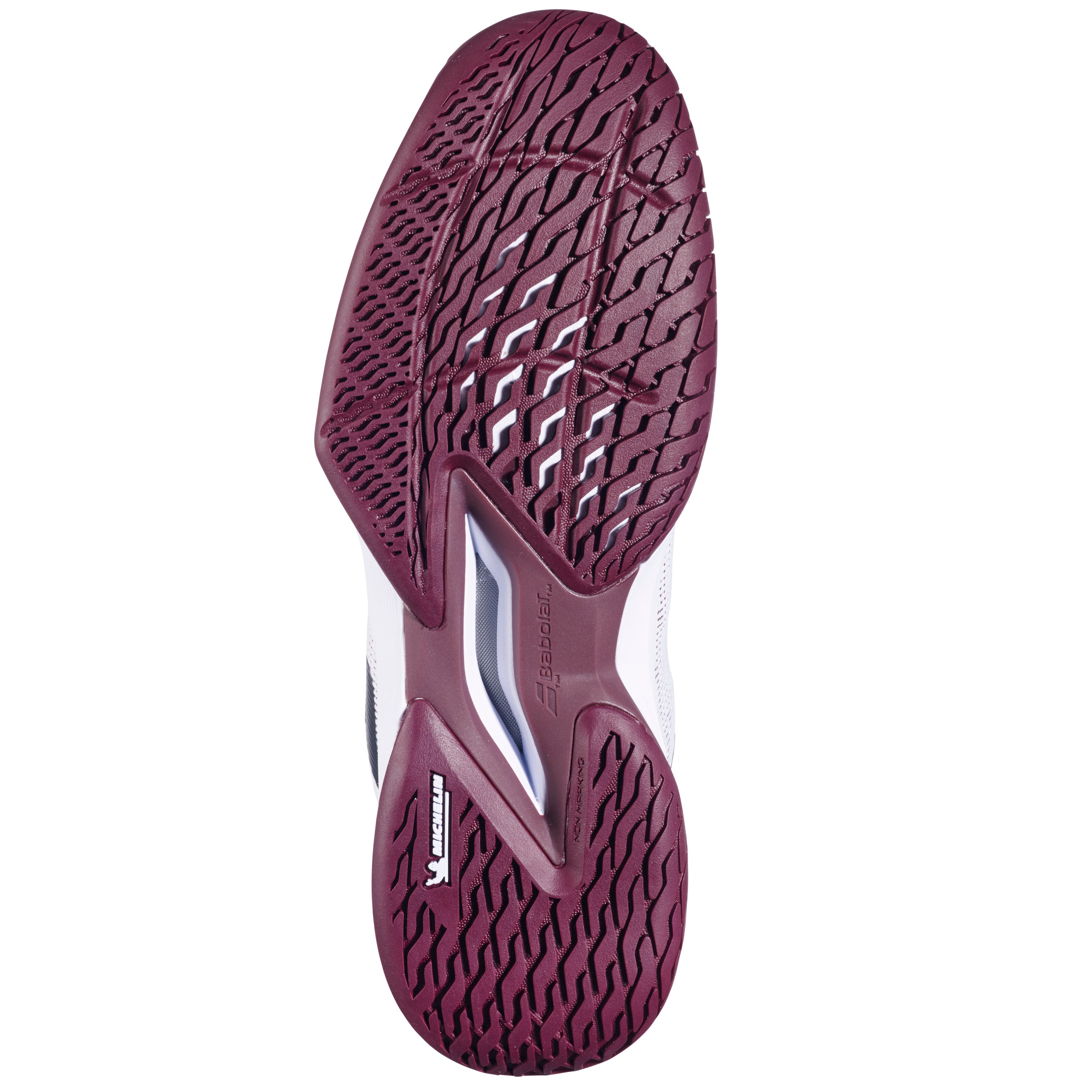 Babolat Jet Tere 2 All Court Men's Shoes 2025 - White/Port Royale (Burgandy) - sole view